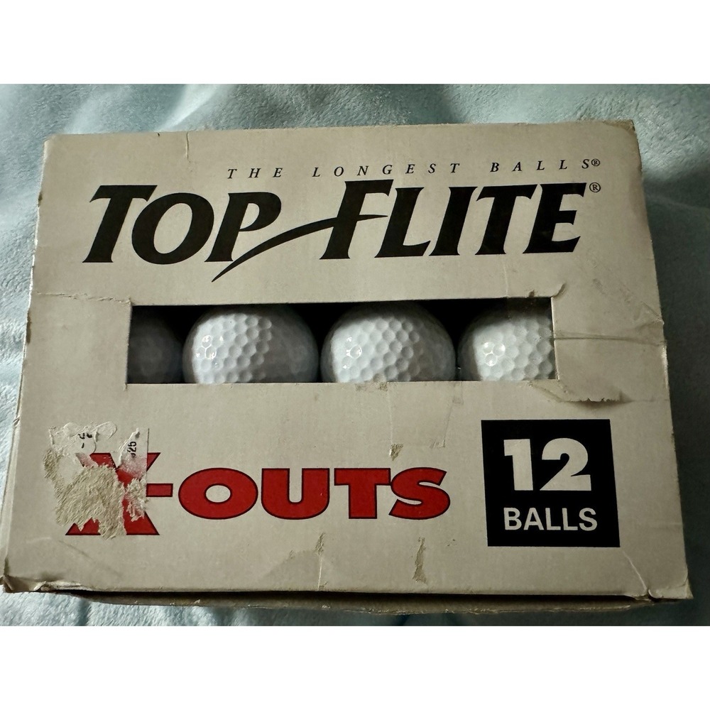 Top Flite X-Outs 12 Ct (10 New 2 Used) White‎ Golf Balls in Original Box Flaw